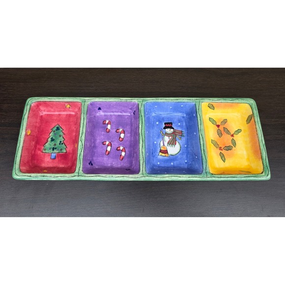Sango Other - Sango The Sweet Shoppe Christmas Relish Tray Sue Zipkin Ceramic Serving Dish0974